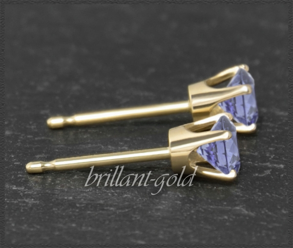 Preview: Ohrstecker 585 Gold Tansanit blau/violett 4,5,6,7mm
